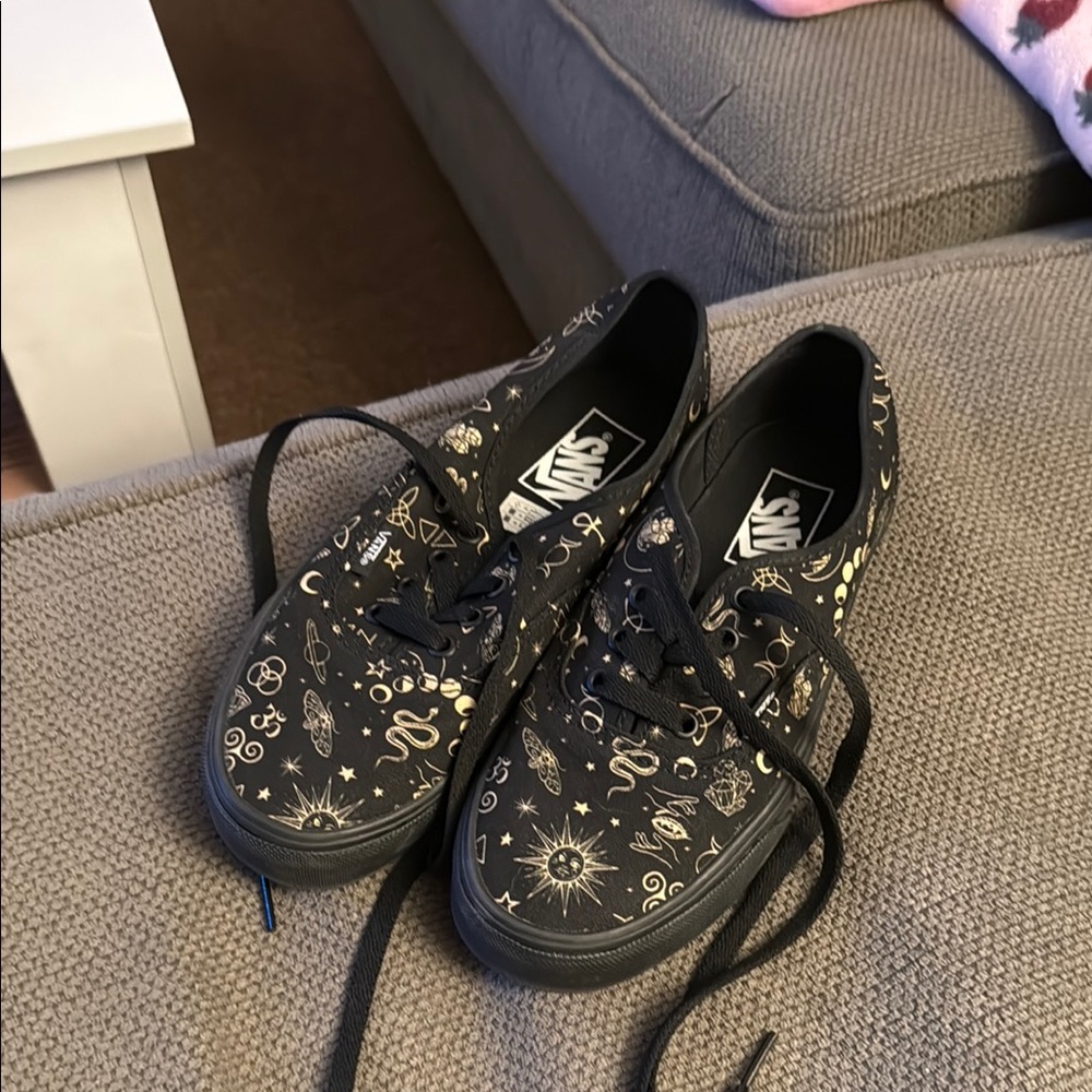 Vans Black Sneakers with Gold Celestial Print